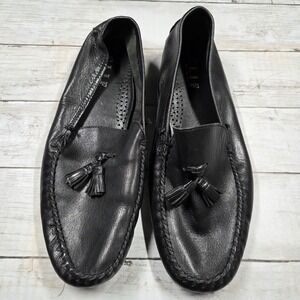 CLIF Tassel Loafer Black Leather Made in Italy Moc Toe Slip On Men 45(US 11.5)